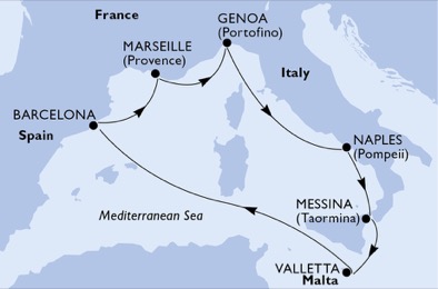 Mappa itinerario Mediterraneo