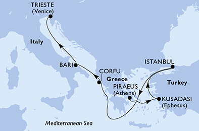 Mappa itinerario Mediterraneo