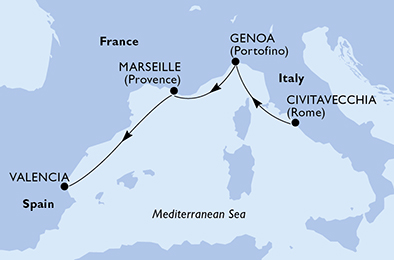 Mappa itinerario Mediterraneo