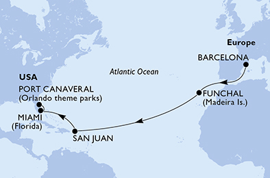 Mappa itinerario Portogallo, Spagna & Canarie