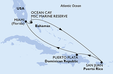 Mappa itinerario Caraibi & Antille