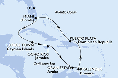 Mappa itinerario Caraibi & Antille