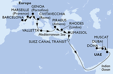 Mappa itinerario Portogallo, Spagna & Canarie