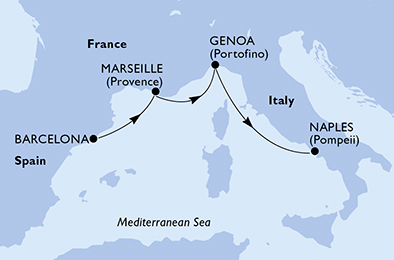 Mappa itinerario Mediterraneo