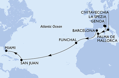 Mappa itinerario Portogallo, Spagna & Canarie