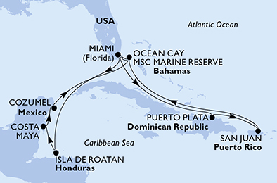 Mappa itinerario Caraibi & Antille