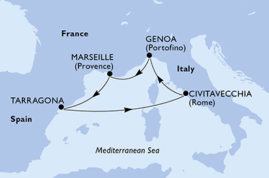 Mappa itinerario Mediterraneo