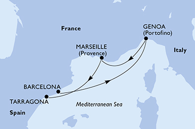 Mappa itinerario Mediterraneo