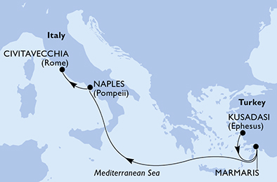 Mappa itinerario Mediterraneo