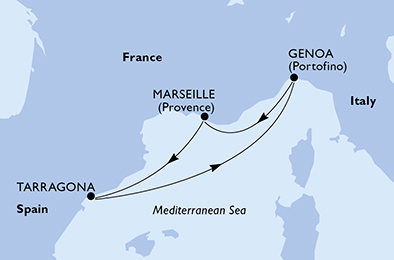 Mappa itinerario Mediterraneo