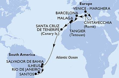 Mappa itinerario Portogallo, Spagna & Canarie