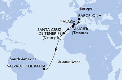 Mappa itinerario Portogallo, Spagna & Canarie