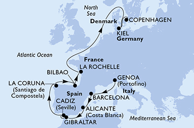 Mappa itinerario Mediterraneo