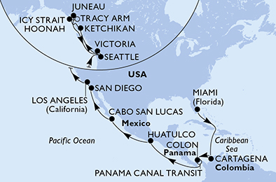 Mappa itinerario Portogallo, Spagna & Canarie
