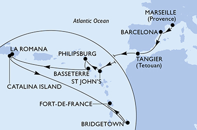 Mappa itinerario Portogallo, Spagna & Canarie