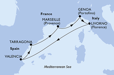 Mappa itinerario Mediterraneo