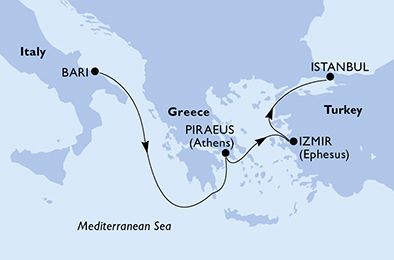 Mappa itinerario Mediterraneo
