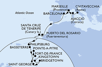 Mappa itinerario Portogallo, Spagna & Canarie