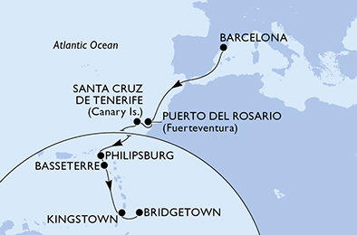 Mappa itinerario Portogallo, Spagna & Canarie
