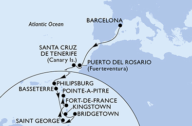 Mappa itinerario Portogallo, Spagna & Canarie