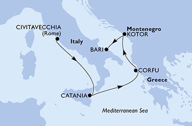 Mappa itinerario Mediterraneo