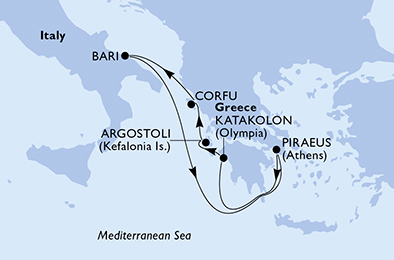 Mappa itinerario Mediterraneo