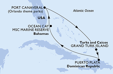 Mappa itinerario Caraibi & Antille