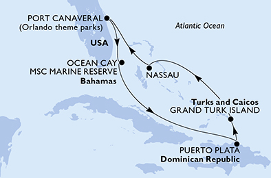 Mappa itinerario Caraibi & Antille