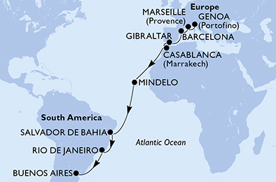 Mappa itinerario Giro del mondo
