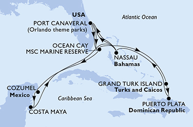 Mappa itinerario Caraibi & Antille