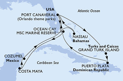 Mappa itinerario Caraibi & Antille