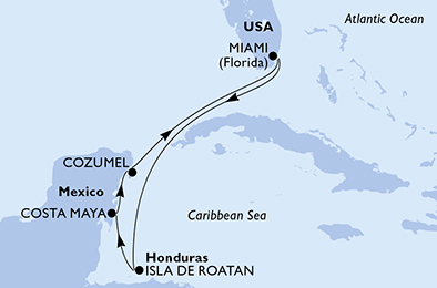 Mappa itinerario Caraibi & Antille