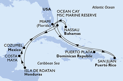 Mappa itinerario Caraibi & Antille