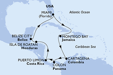 Mappa itinerario Caraibi & Antille