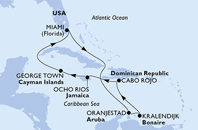 Mappa itinerario Caraibi & Antille