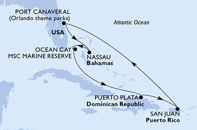 Mappa itinerario Caraibi & Antille