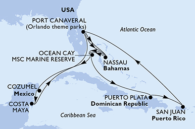 Mappa itinerario Caraibi & Antille