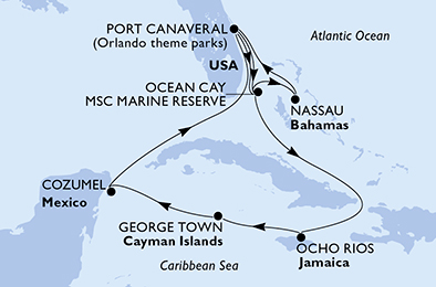 Mappa itinerario Caraibi & Antille