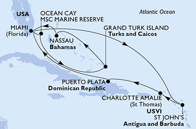 Mappa itinerario Caraibi & Antille