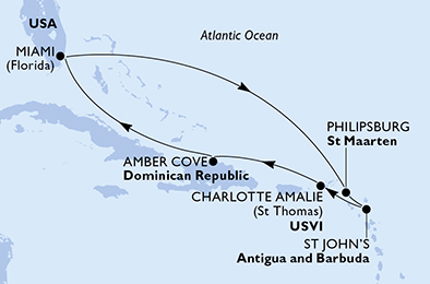 Mappa itinerario Caraibi & Antille