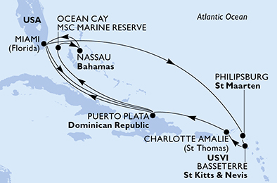 Mappa itinerario Caraibi & Antille
