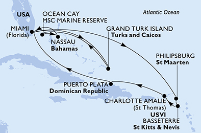 Mappa itinerario Caraibi & Antille