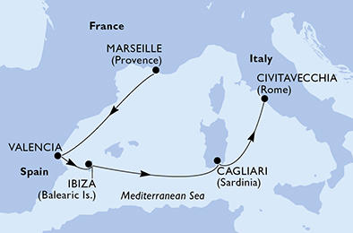 Mappa itinerario Mediterraneo