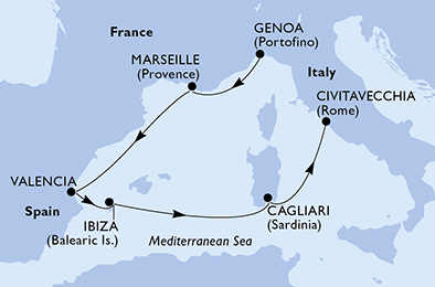 Mappa itinerario Mediterraneo